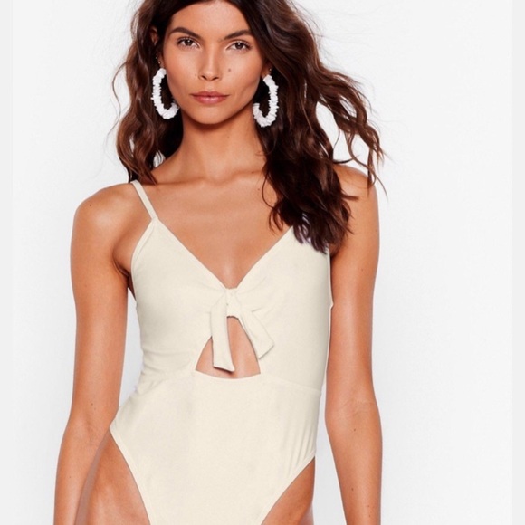 Nasty Gal Other - Nasty Gal Cream One Piece Bathing Suit